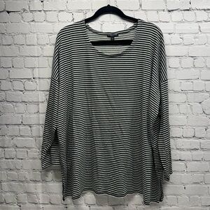 Eileen Fisher Striped Gray and White Fabric size 2X